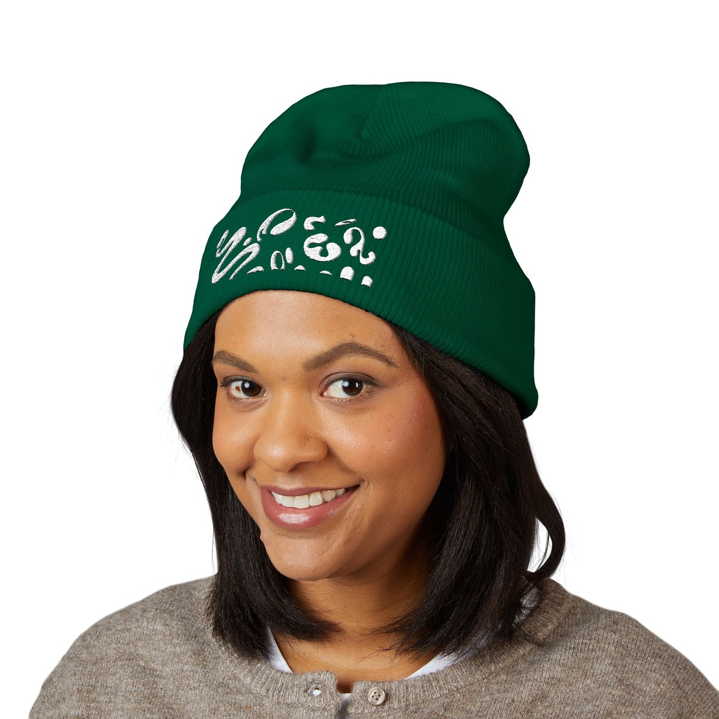 Pure Imagination Embroidered Classic Cuffed Beanie - Starlight White