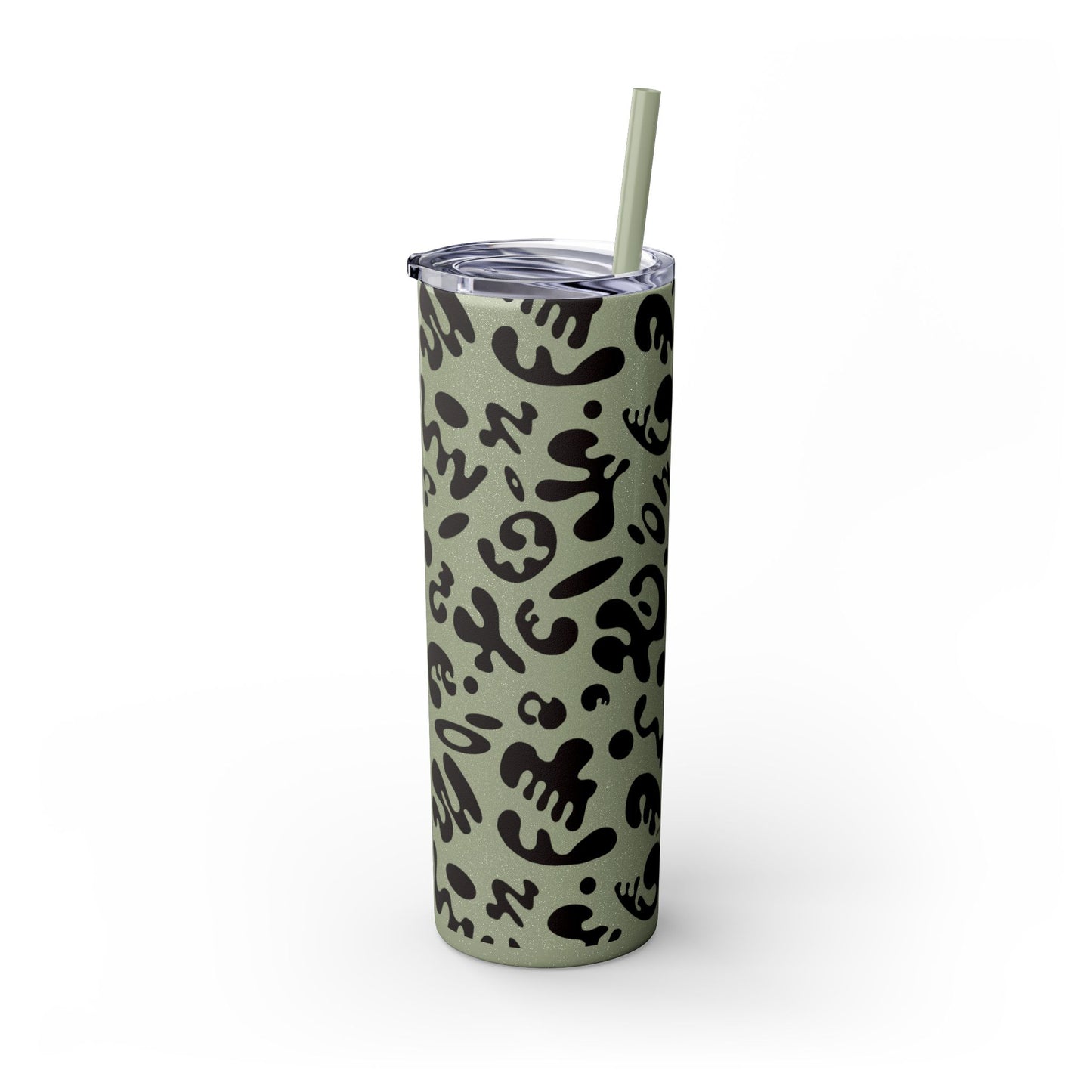 Mirror Work Skinny Color Tumbler w Straw - Smoke Signal Black Print