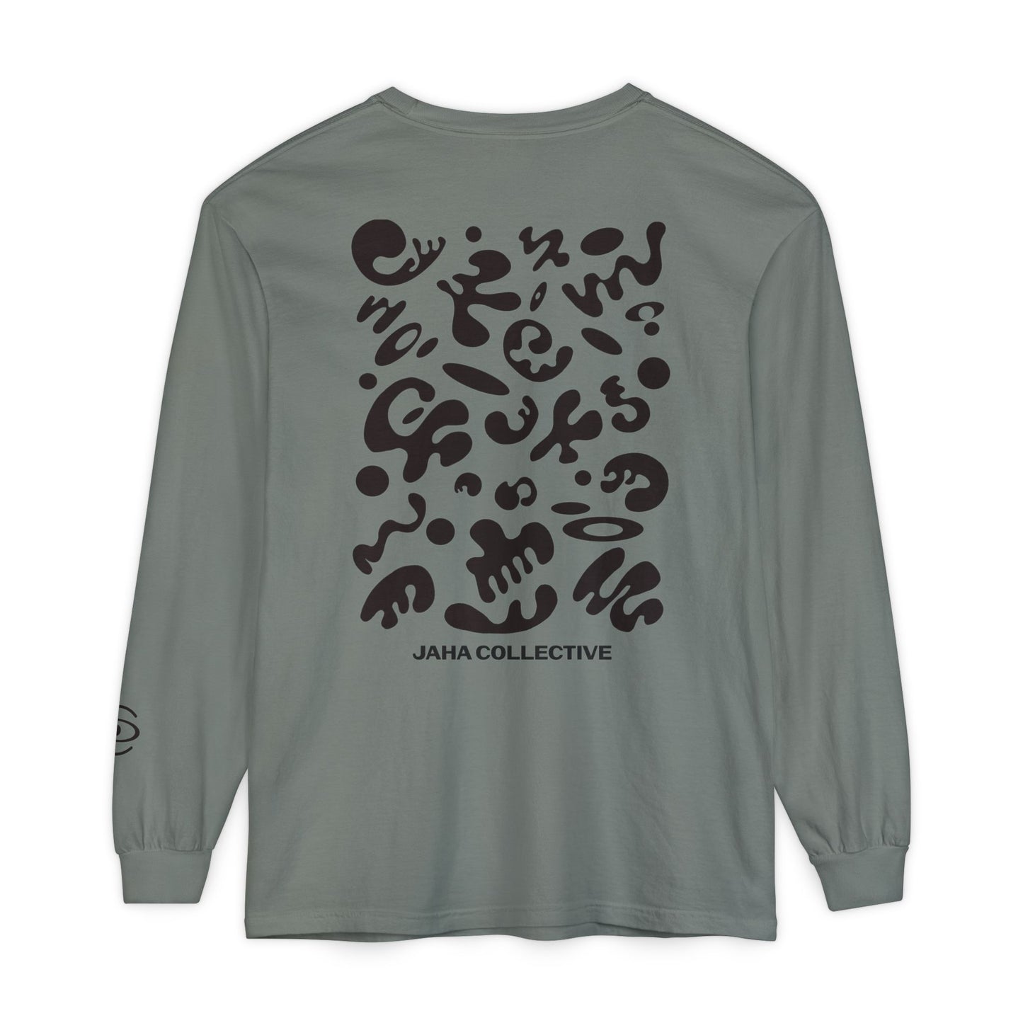 Pure Imagination Unisex Garment Dyed Long Sleeve T-Shirt - Smoke Signal Black Print