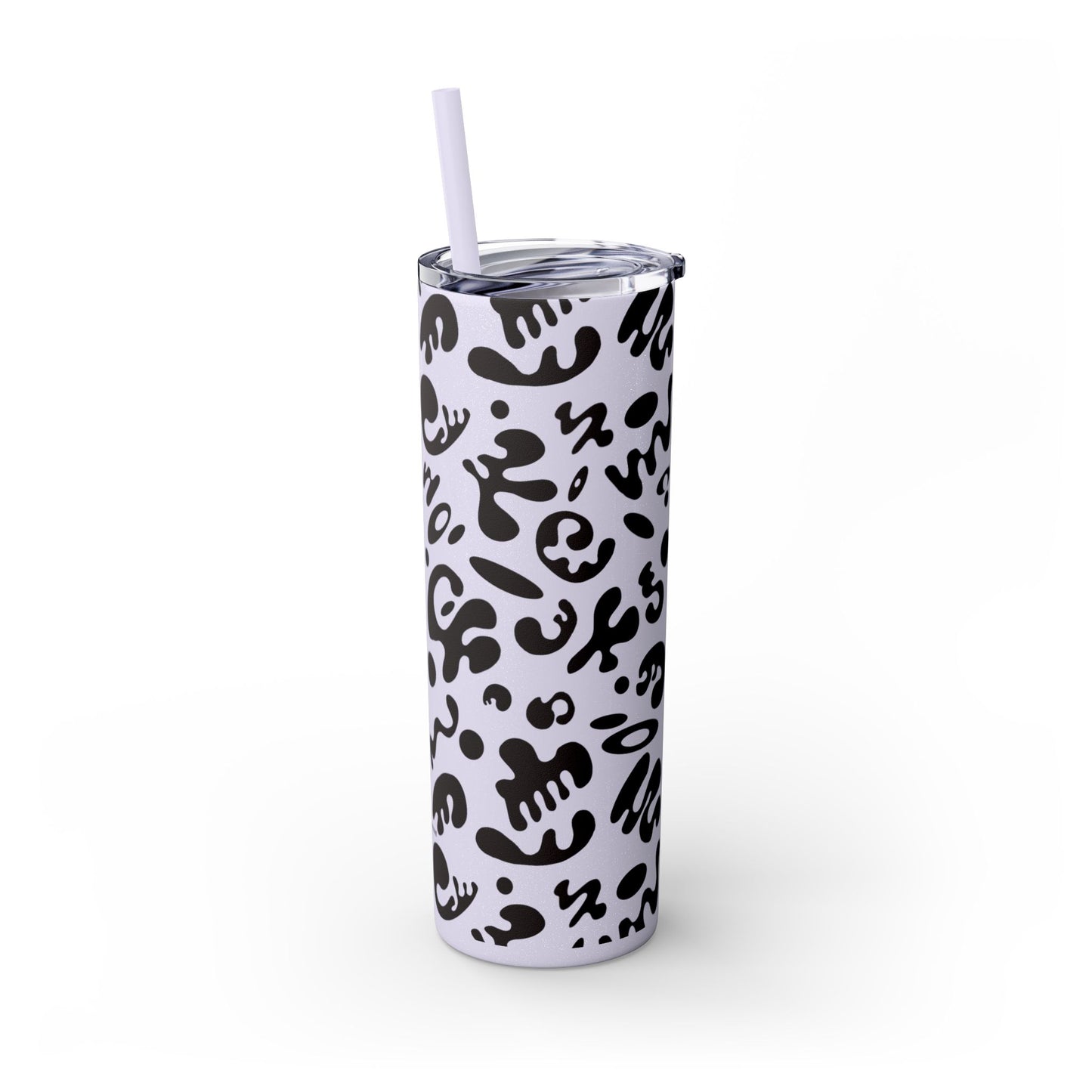 Mirror Work Skinny Color Tumbler w Straw - Smoke Signal Black Print