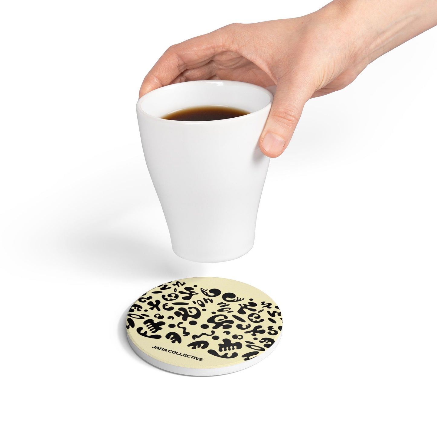 Mirror Work Ceramic Coaster (Square or Circle) - Blank Page White