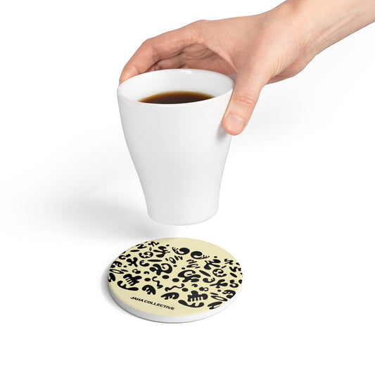 Mirror Work Ceramic Coaster (Square or Circle) - Blank Page White