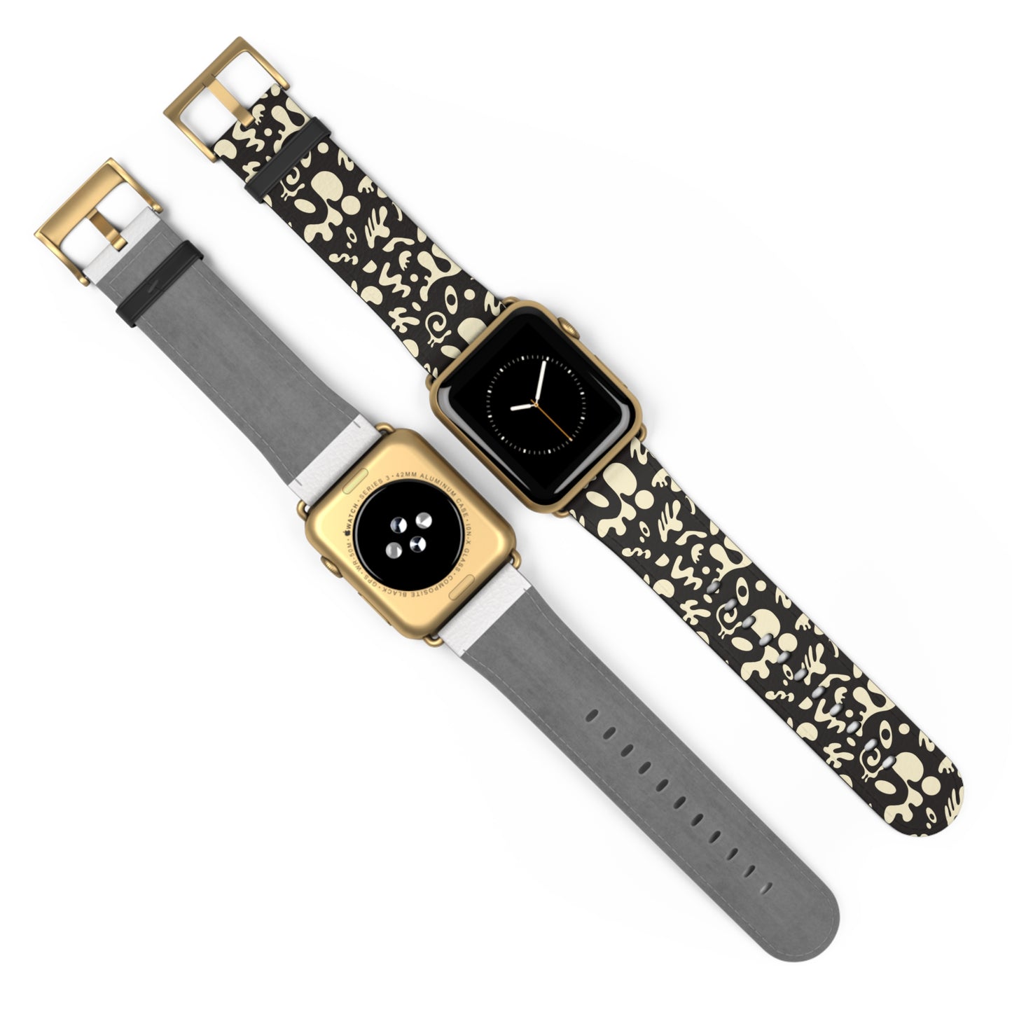 Adorn'd Faux Leather Apple Watch Band - Smoke Signal Black