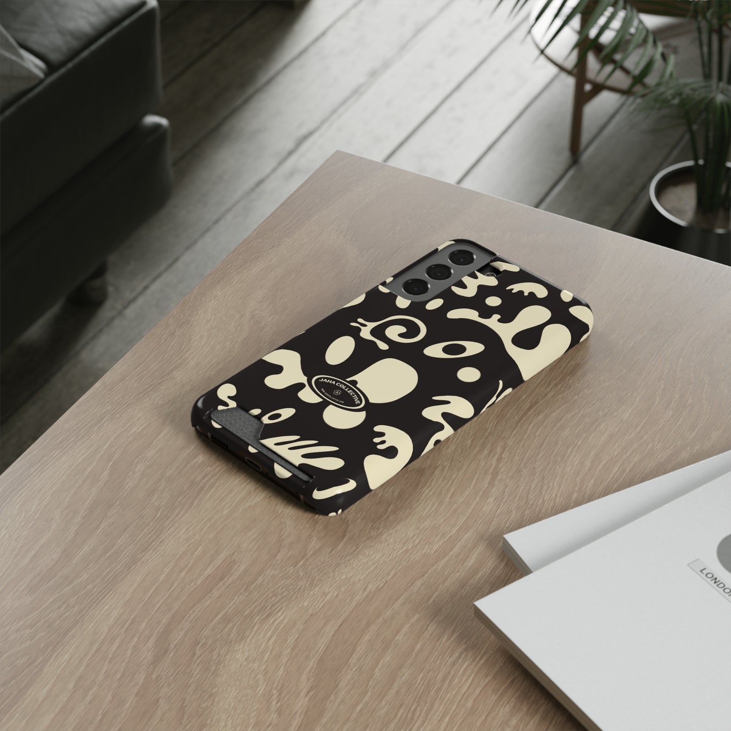 Pure Imagination Phone Case w Card Holder - Smoke Signal Black