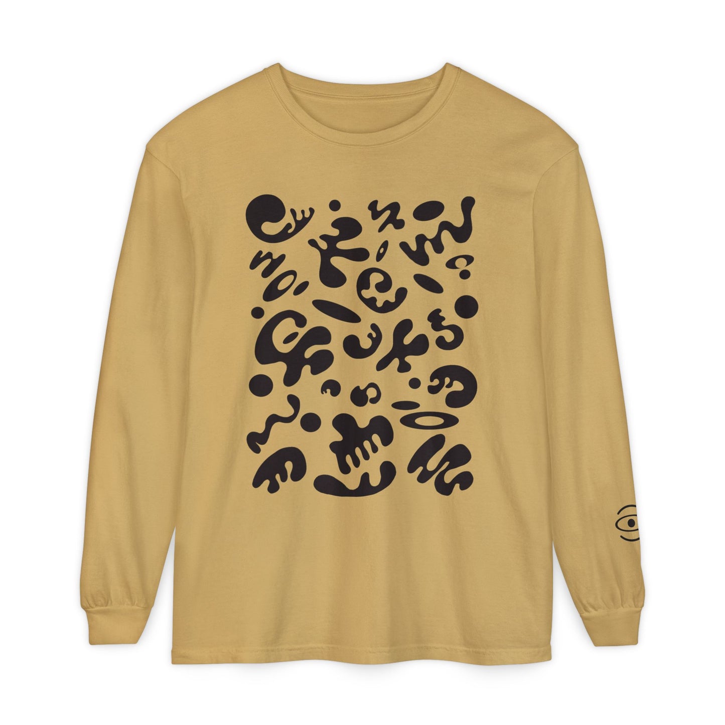 Pure Imagination Unisex Garment Dyed Long Sleeve T-Shirt - Smoke Signal Black Print