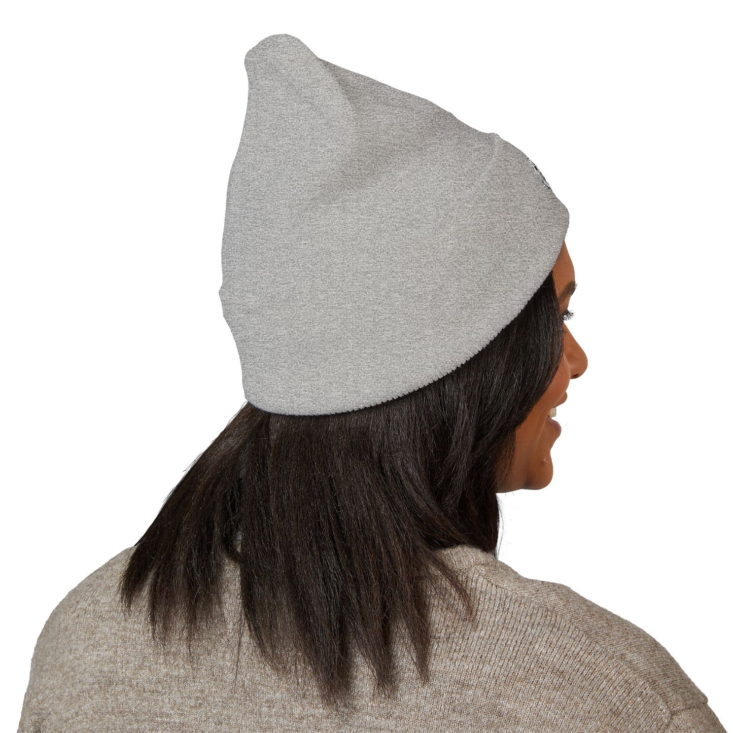 Adorn'd Logo Embroidered Classic Cuffed Beanie - Starlight White
