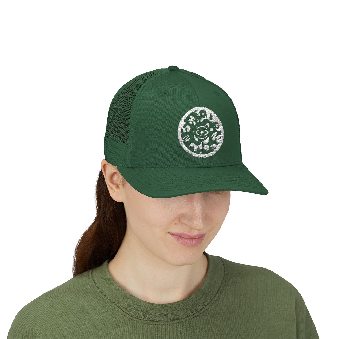 Adorn'd Logo Embroidered Retro Trucker Hat - Starlight White