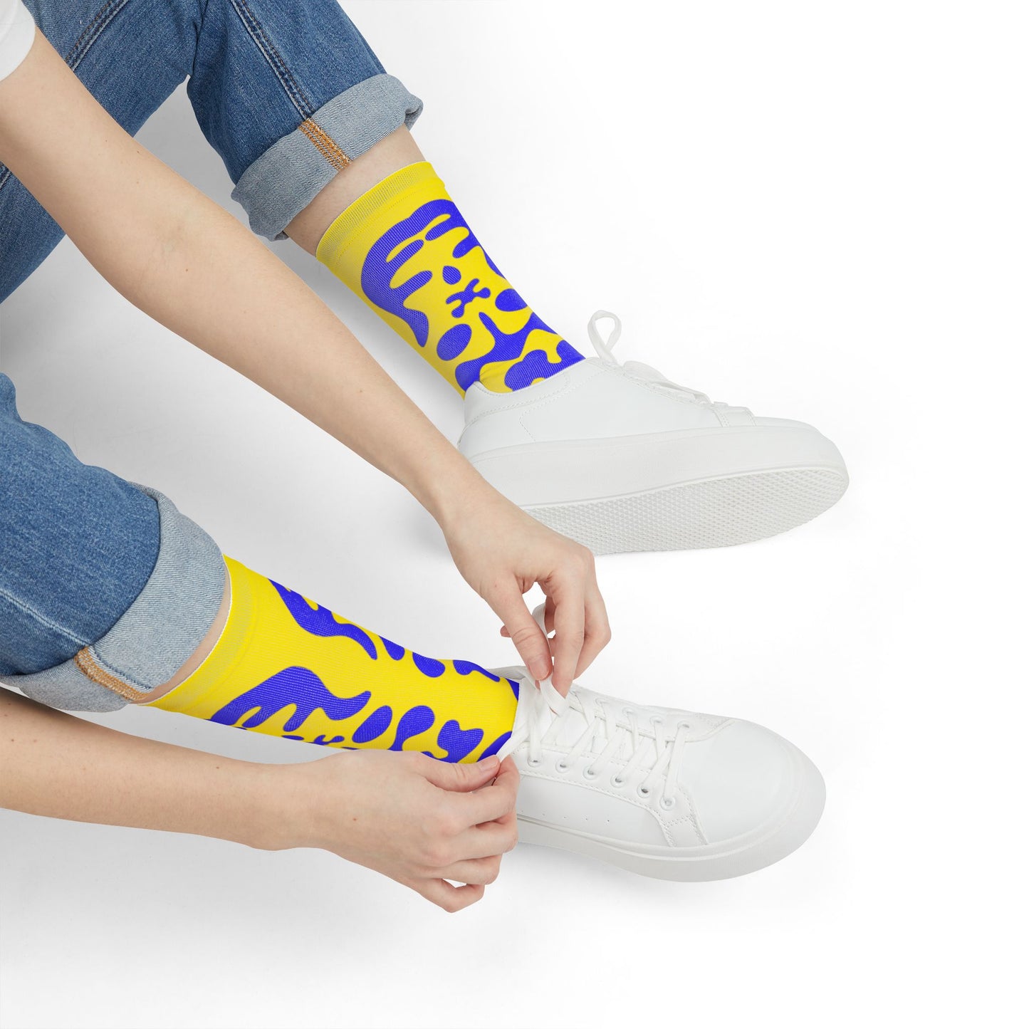 Mirror Work Color Crew Socks - Sunspell