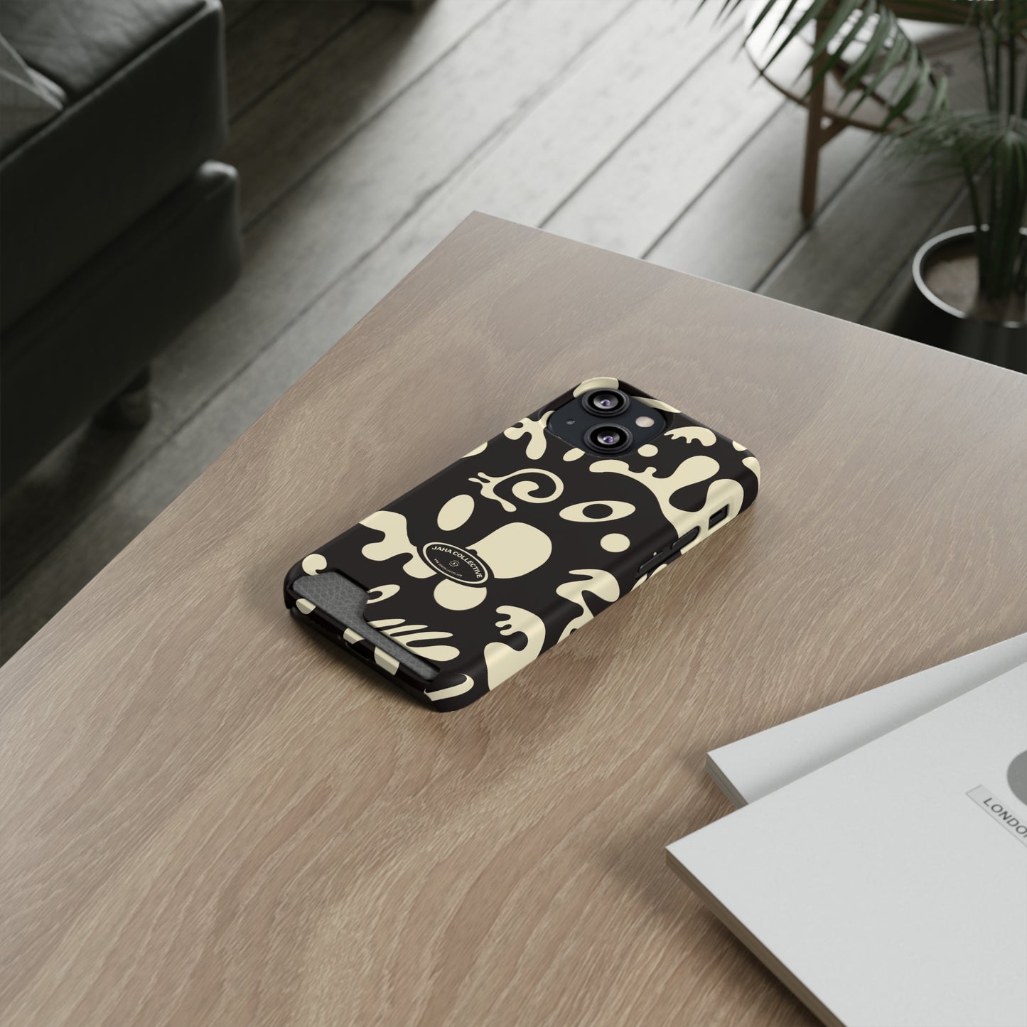Pure Imagination Phone Case w Card Holder - Smoke Signal Black