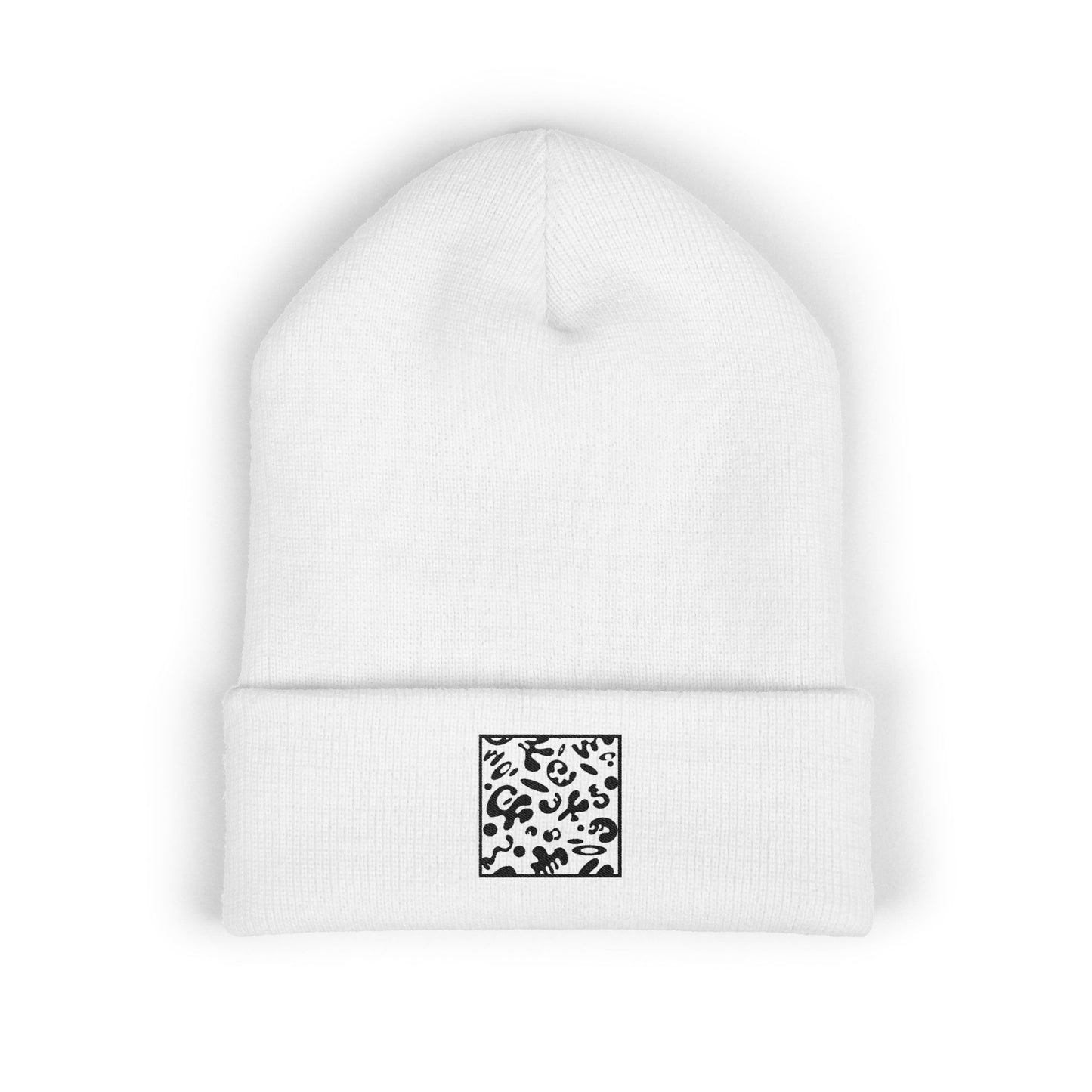 Adorn'd Square Embroidered Classic Cuffed Beanie - Smoke Signal Black