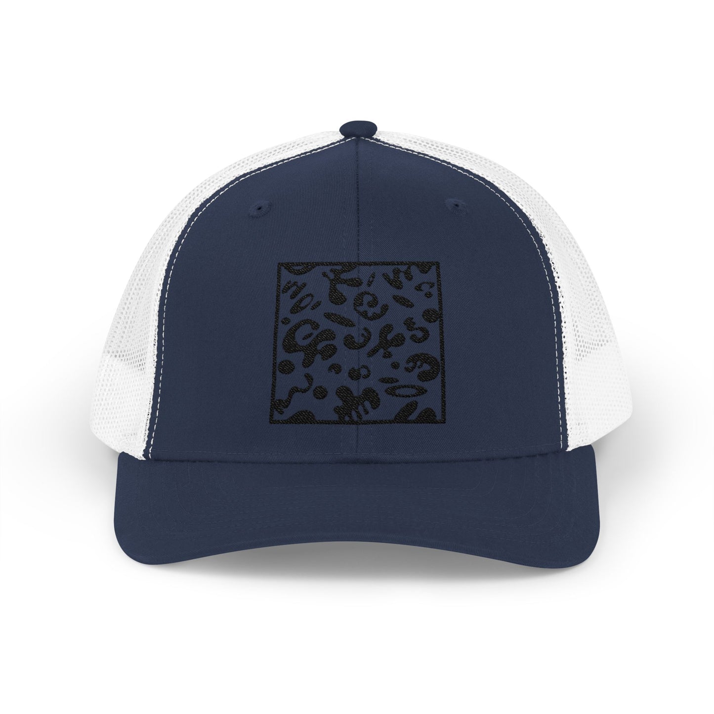 Adorn'd Square Embroidered Retro Trucker Hat - Smoke Signal Black