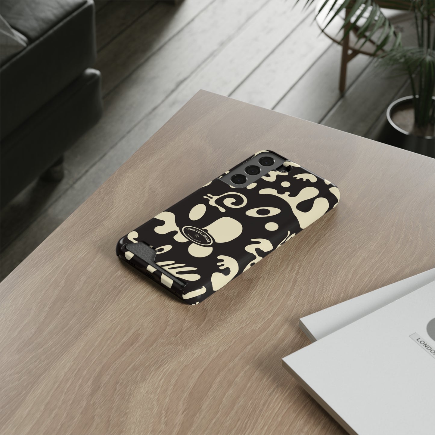 Pure Imagination Phone Case w Card Holder - Smoke Signal Black