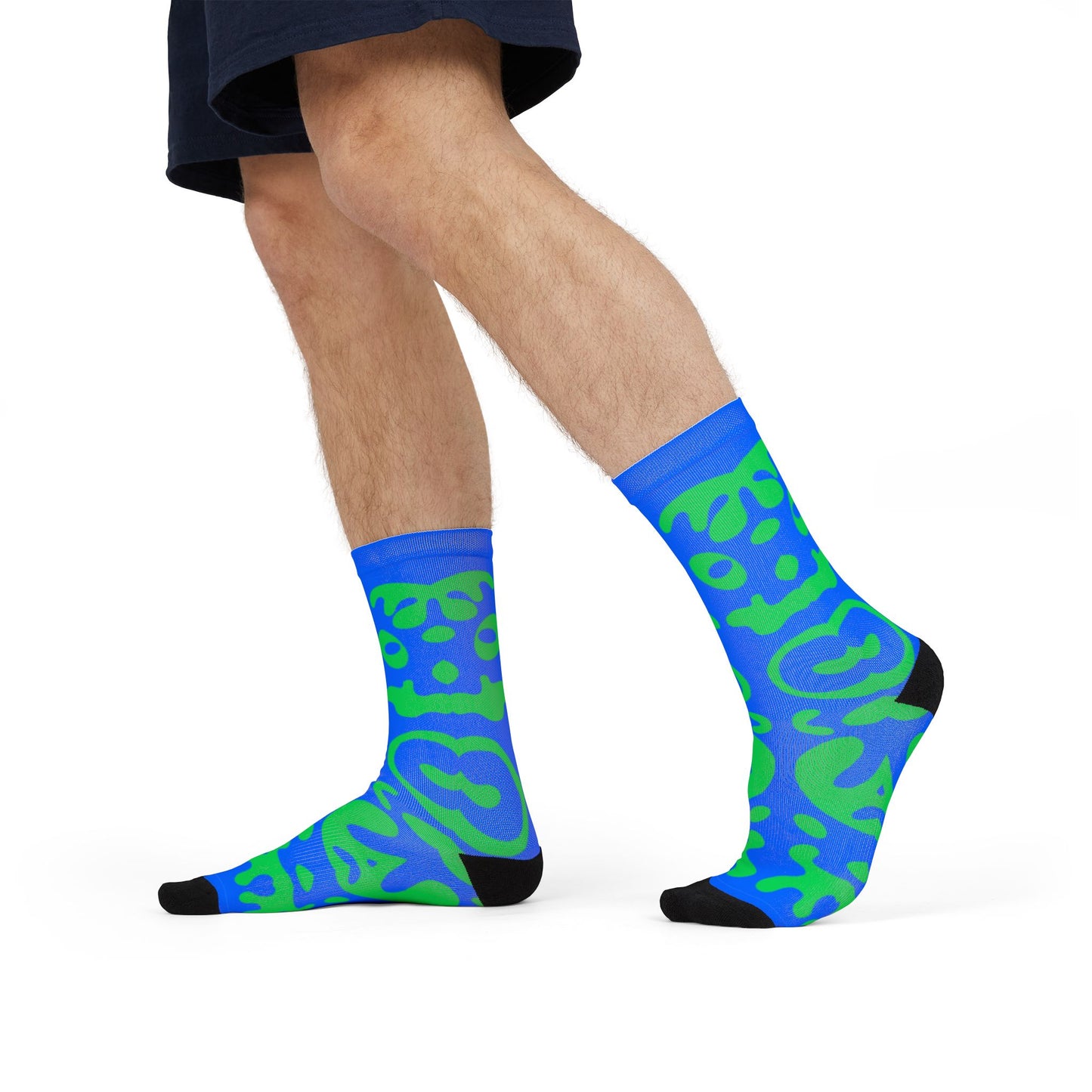 Mirror Work Color Crew Socks - Tide Pool