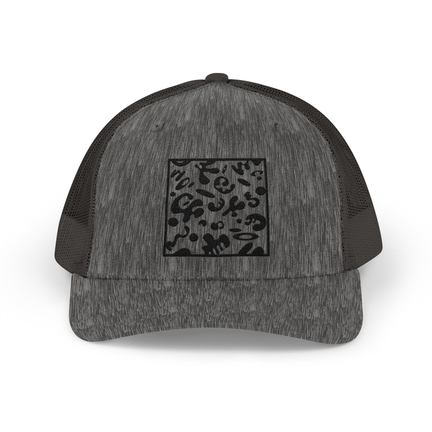 Adorn'd Square Embroidered Retro Trucker Hat - Smoke Signal Black