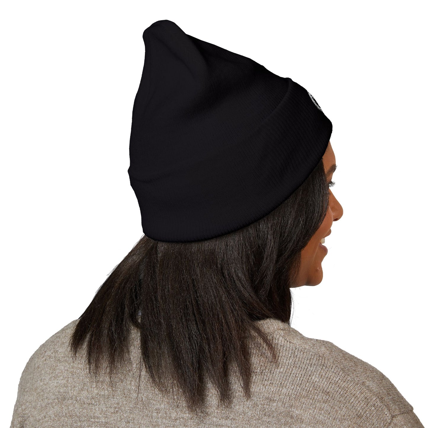 Adorn'd Logo Embroidered Classic Cuffed Beanie - Starlight White