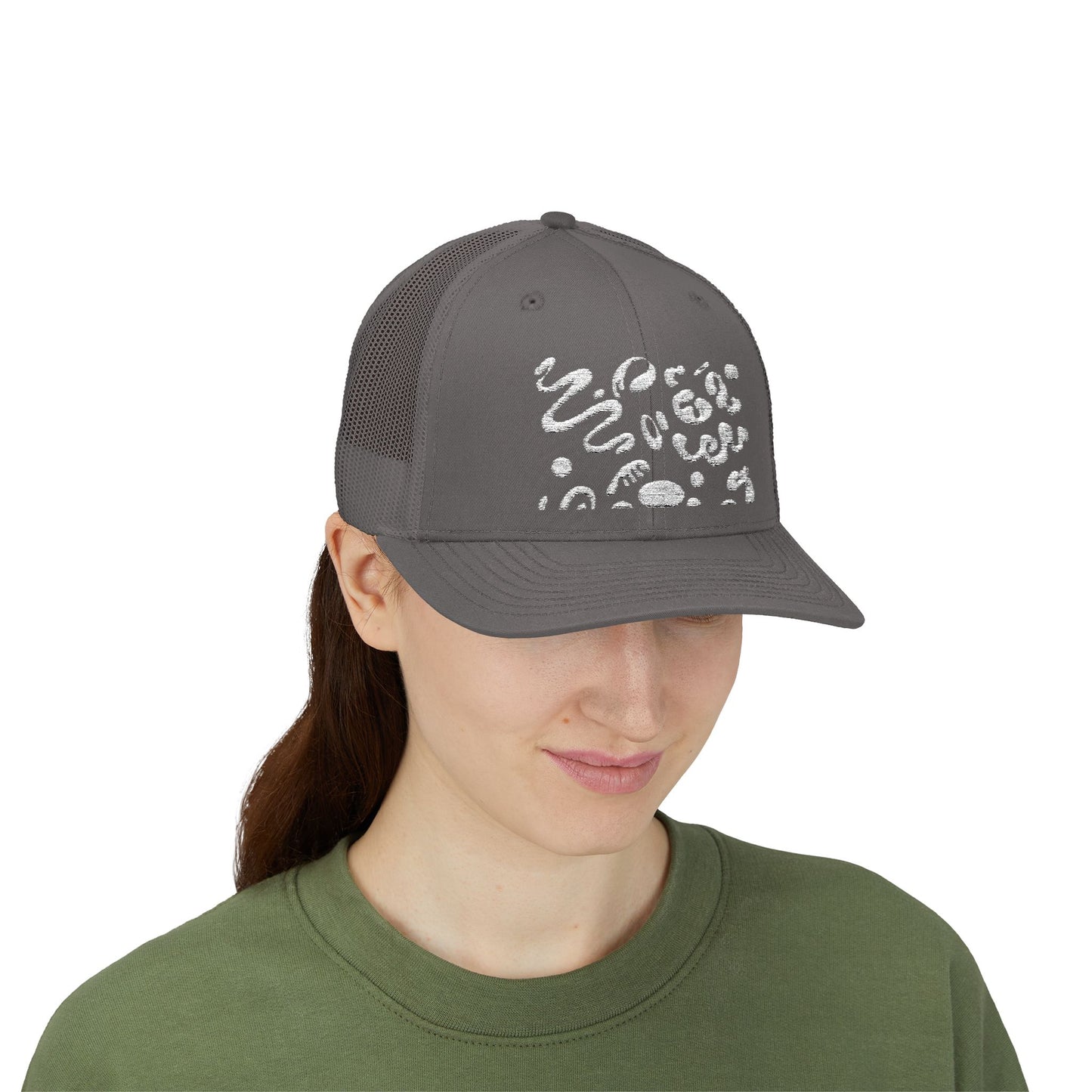Pure Imagination Embroidered Retro Trucker Hat - Blank Page White