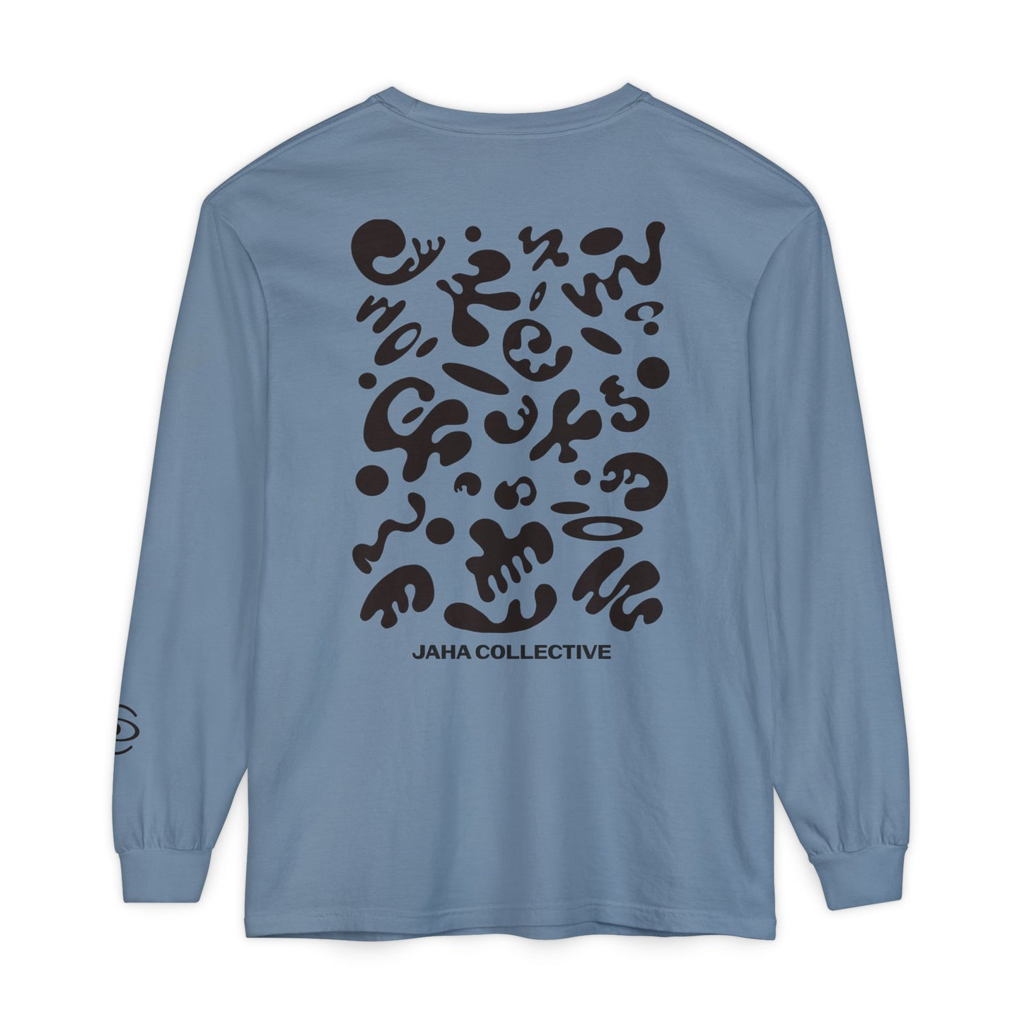 Pure Imagination Unisex Garment Dyed Long Sleeve T-Shirt - Smoke Signal Black Print