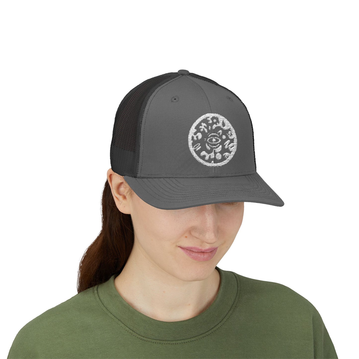 Adorn'd Logo Embroidered Retro Trucker Hat - Starlight White