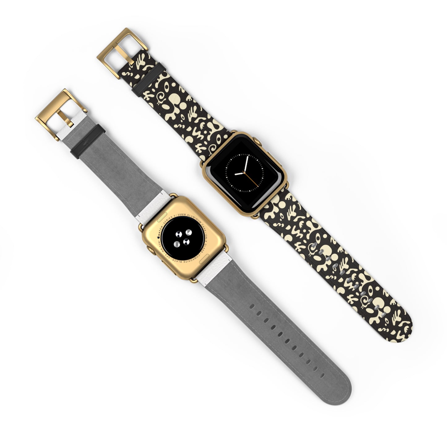 Adorn'd Faux Leather Apple Watch Band - Smoke Signal Black