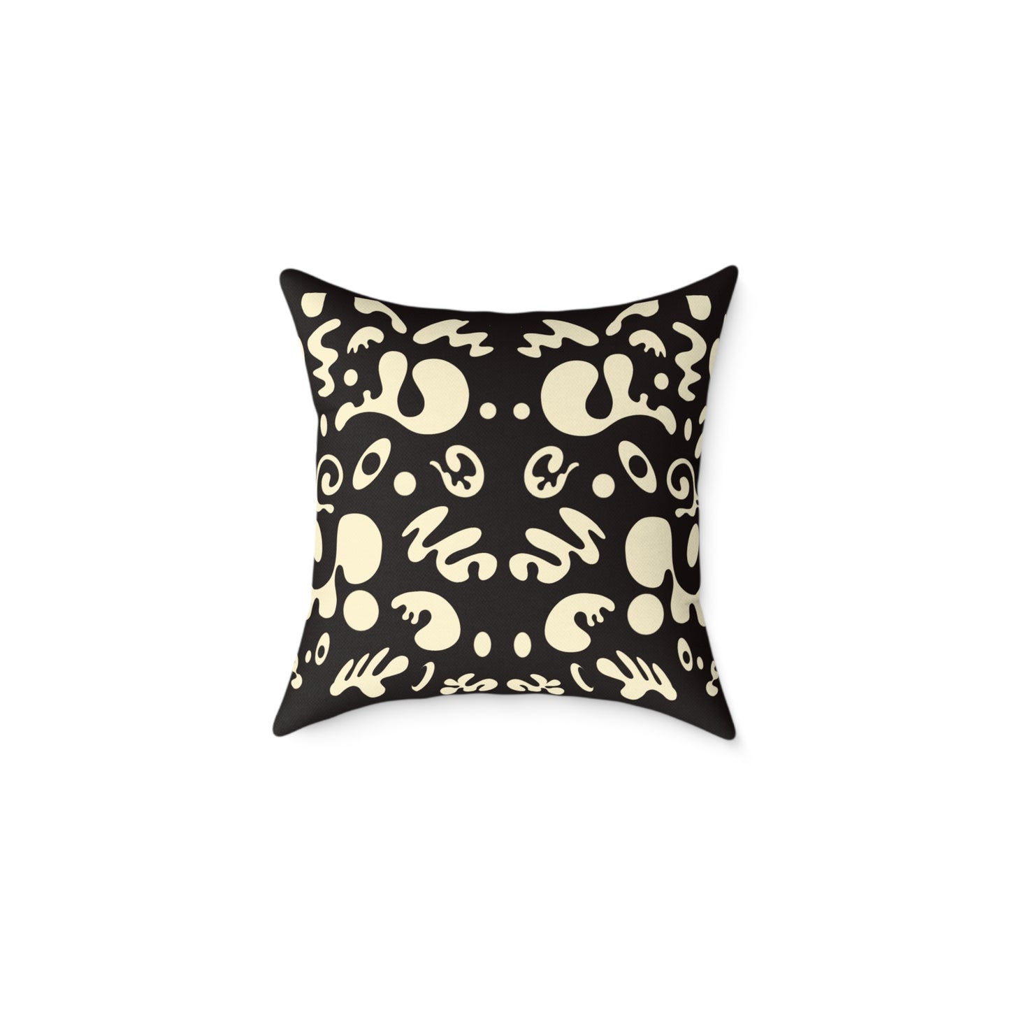 Mirror Work Square Poly Canvas Pillow - Smoke Signal Black