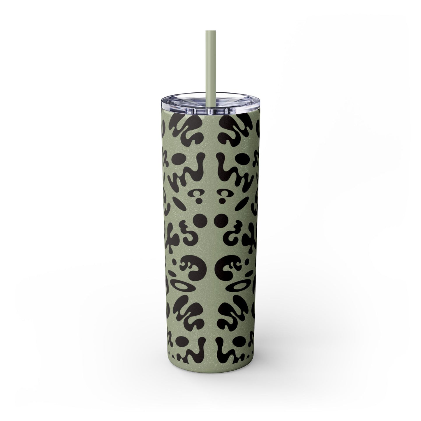 Mirror Work Skinny Color Tumbler w Straw - Smoke Signal Black Print