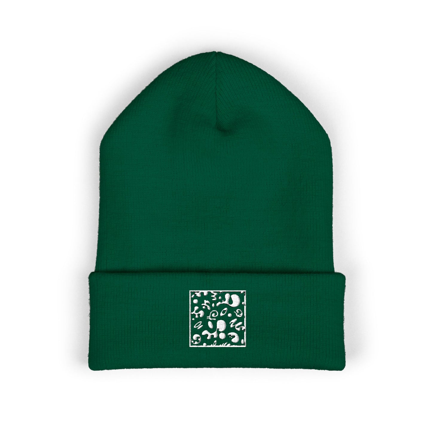 Adorn'd Square Embroidered Classic Cuffed Beanie - Starlight White