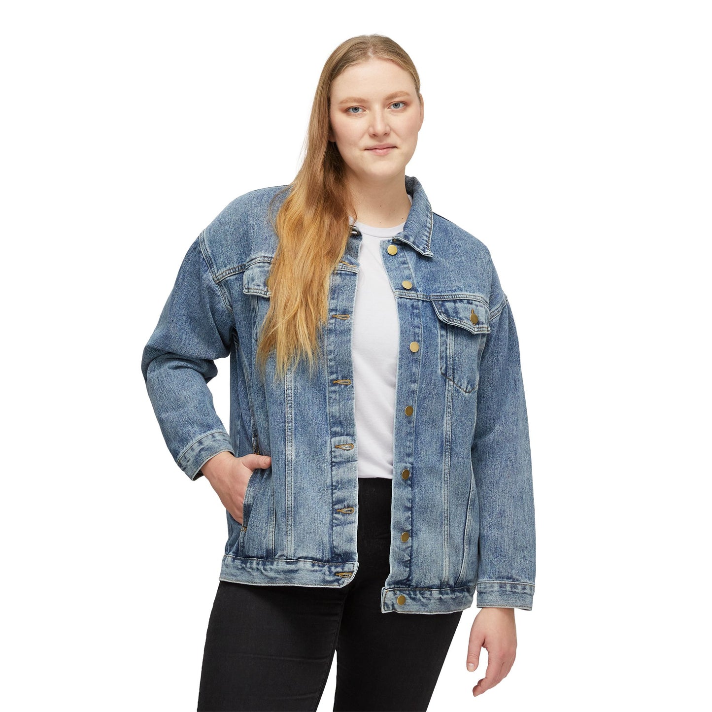 Bright Future Denim Jacket with Unique Back Design - Smoke Signal Black