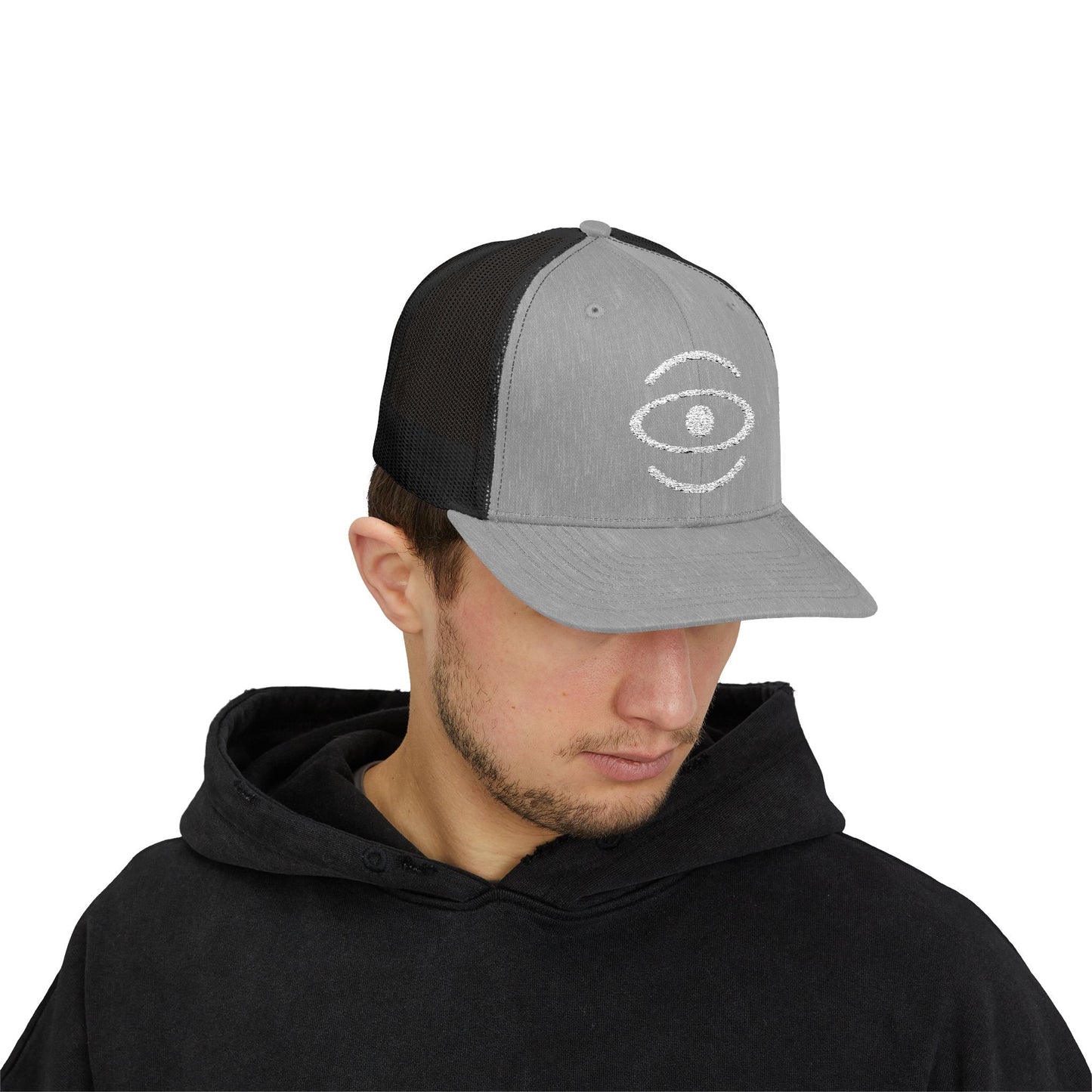 Jaha Logo Embroidered Retro Trucker Hat - Starlight White