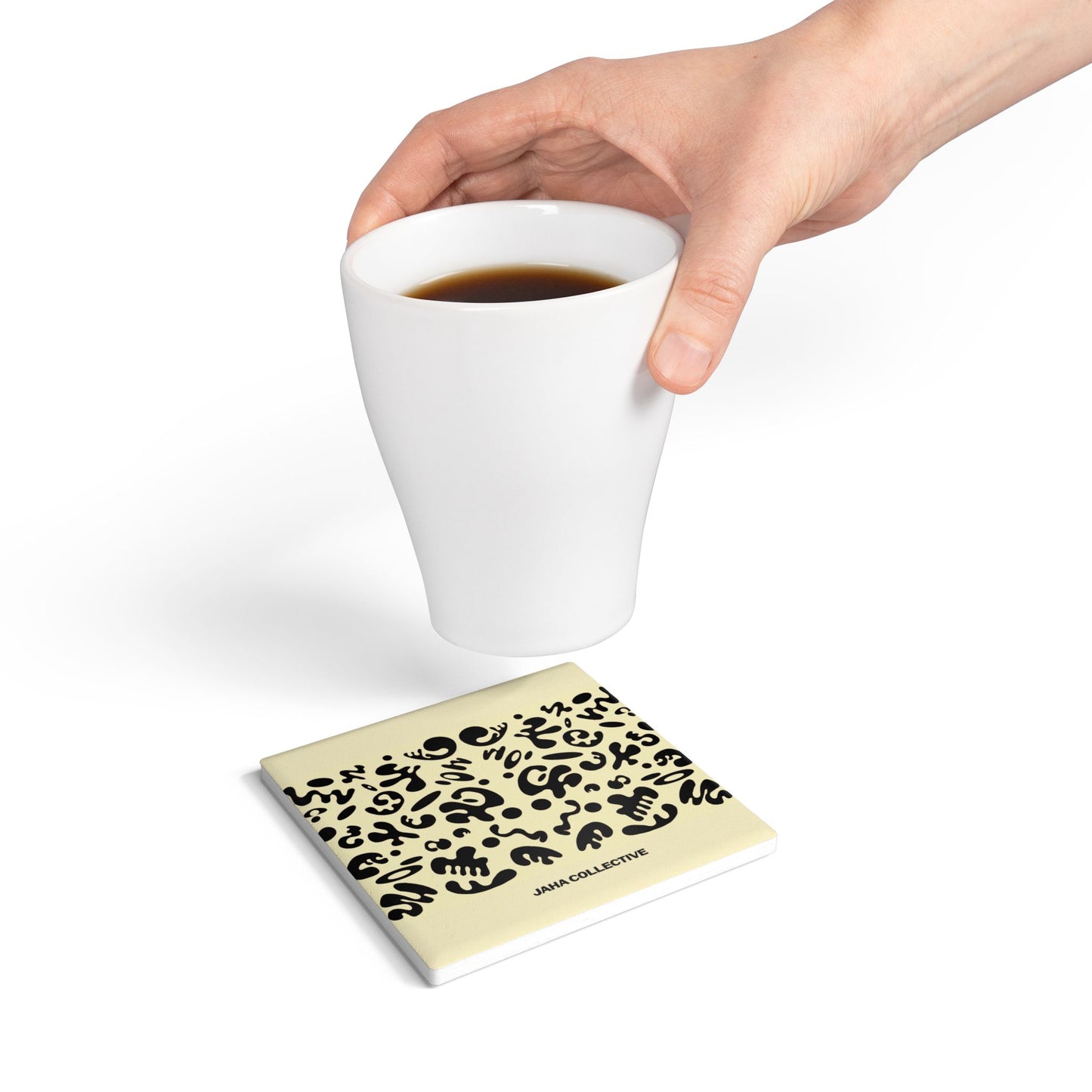 Mirror Work Ceramic Coaster (Square or Circle) - Blank Page White