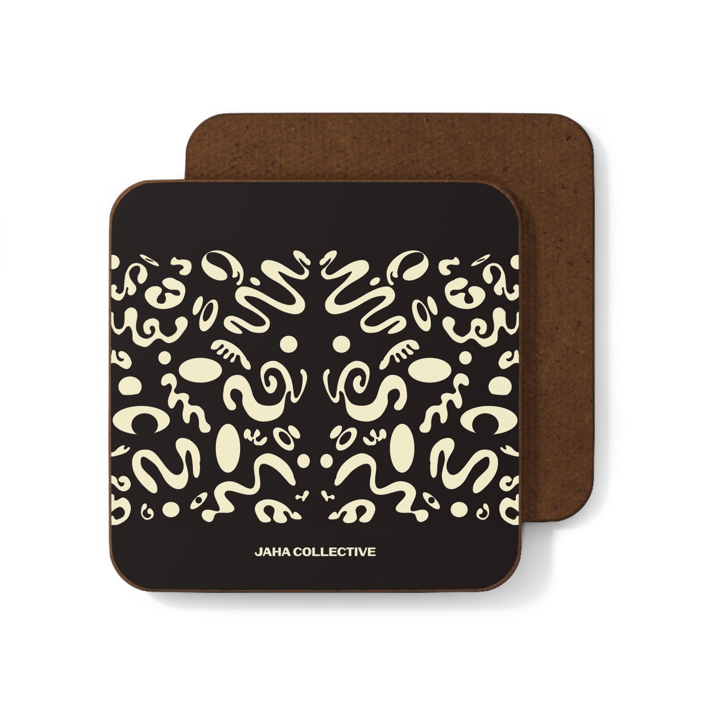 Mirror Work Hardboard Coaster - Smoke Signal Black