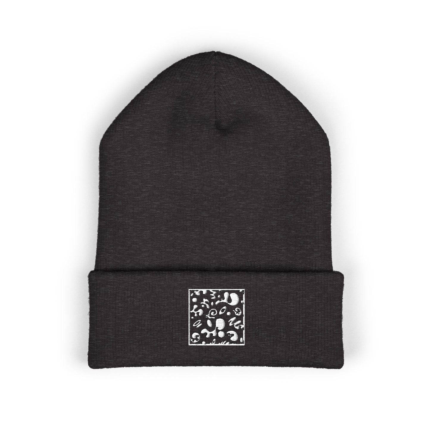 Adorn'd Square Embroidered Classic Cuffed Beanie - Starlight White