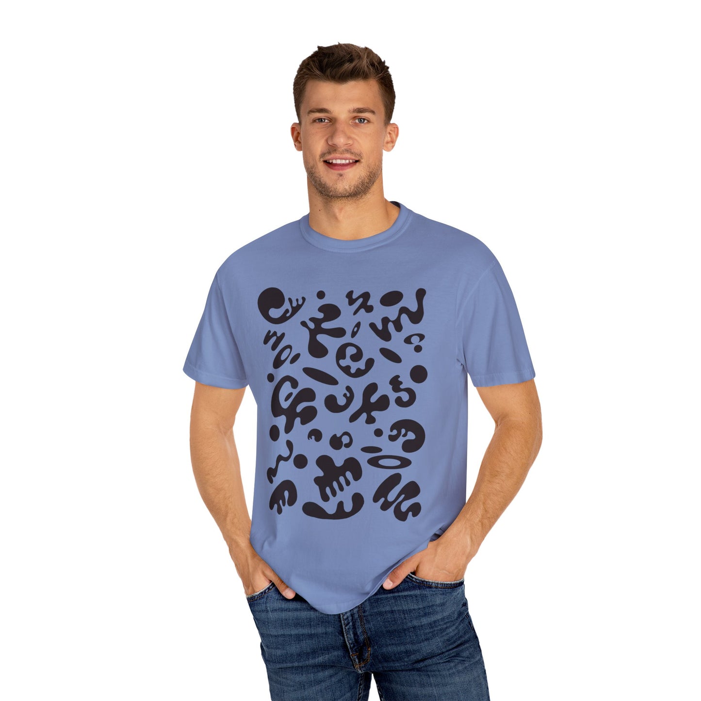 Pure Imagination Unisex Garment-Dyed T-Shirt (Cool Neutrals) - Smoke Signal Black Print