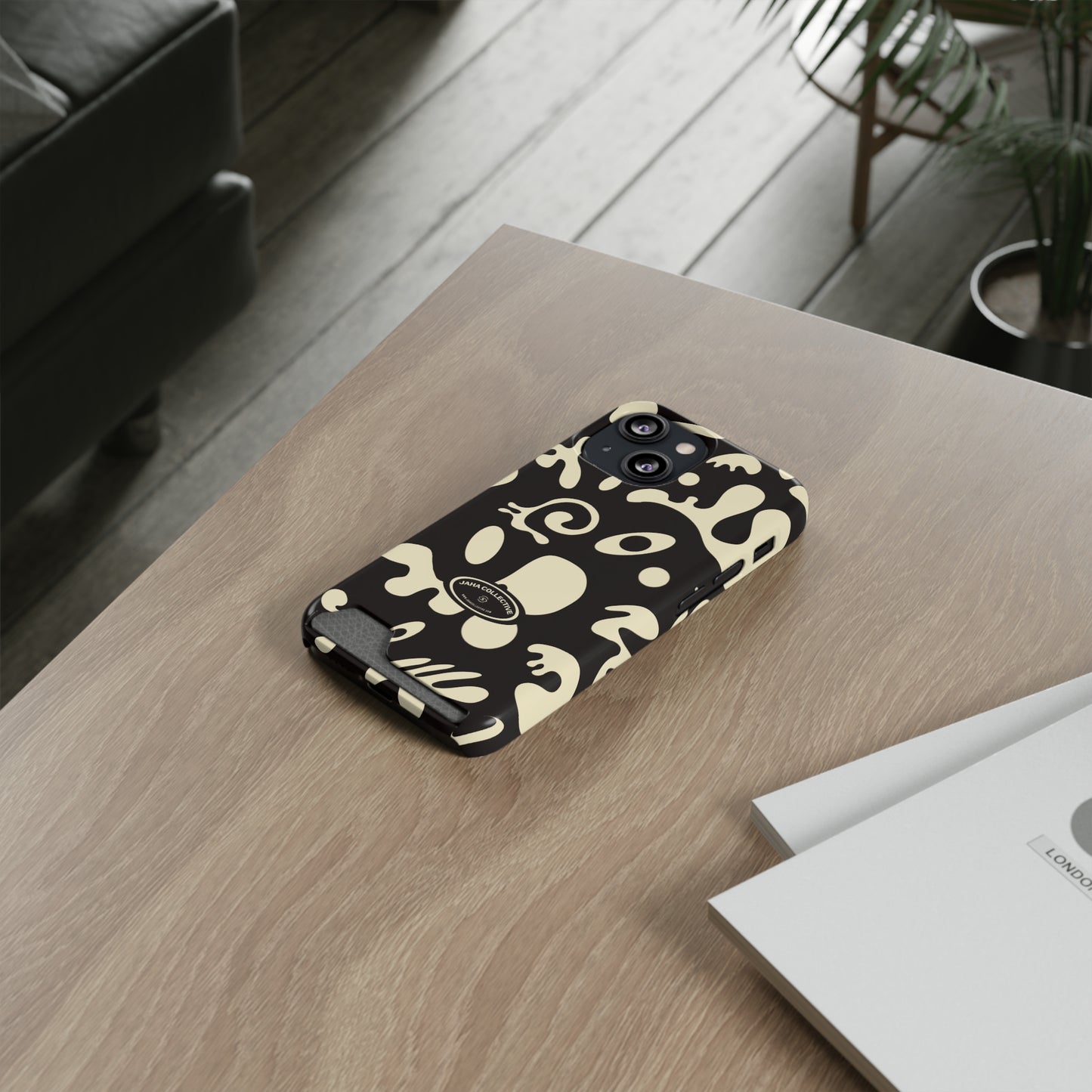 Pure Imagination Phone Case w Card Holder - Smoke Signal Black