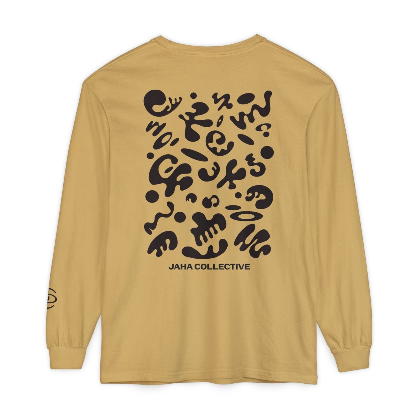 Pure Imagination Unisex Garment Dyed Long Sleeve T-Shirt - Smoke Signal Black Print
