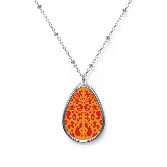 Mirror Work Color Oval Necklace - Heat Theory