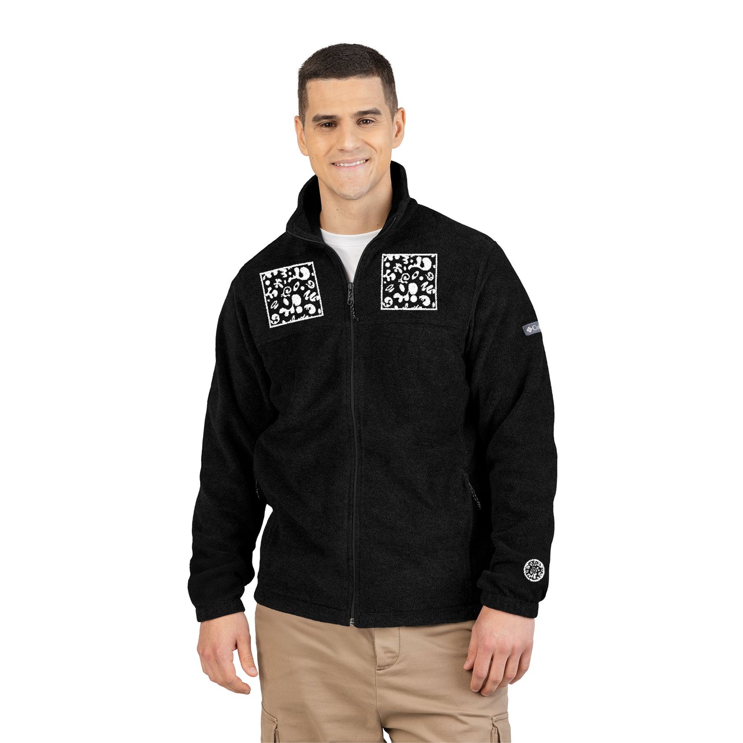 Mirror Work Embroidered Fleece Columbia Jacket