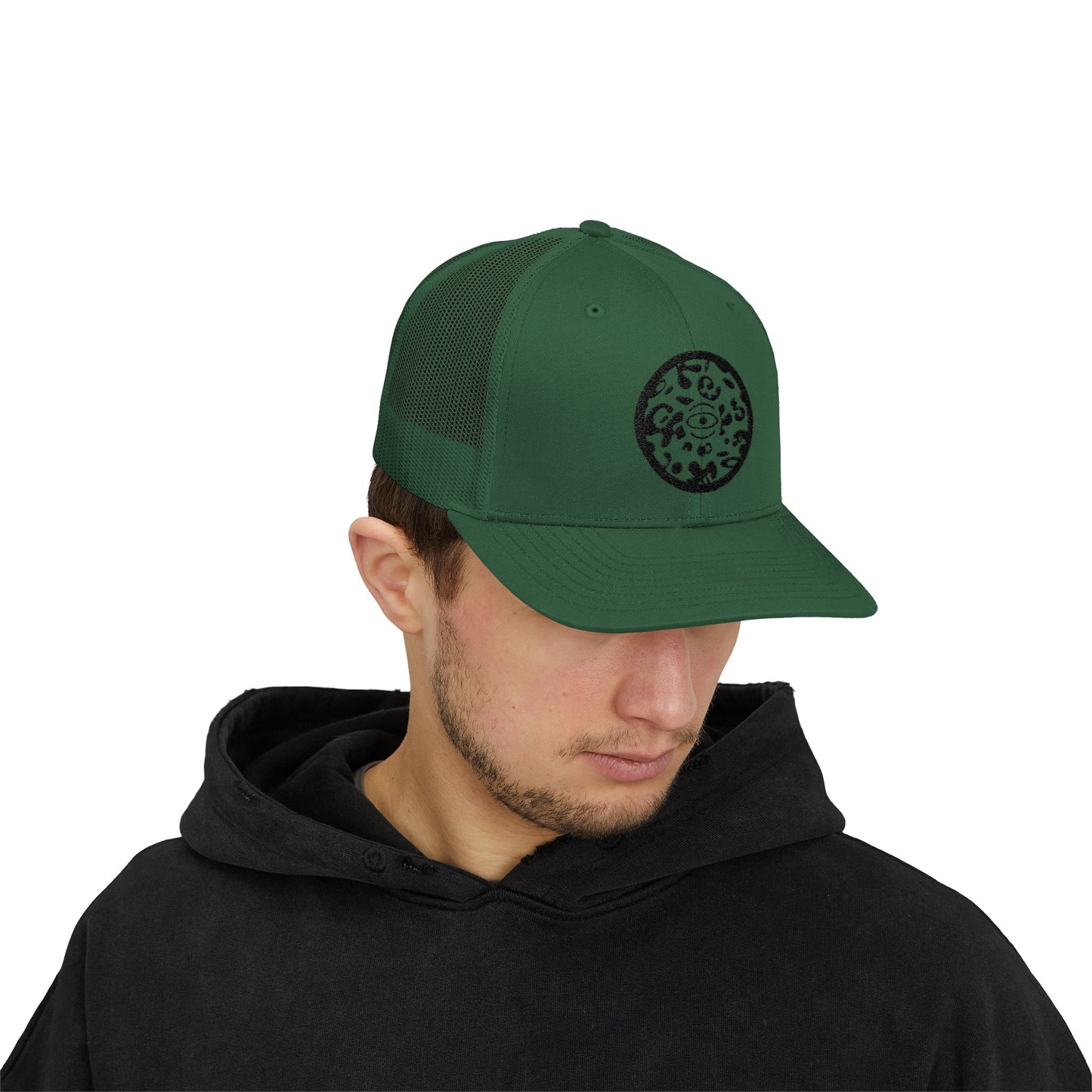 Adorn'd Logo Embroidered Retro Trucker Hat - Smoke Signal Black