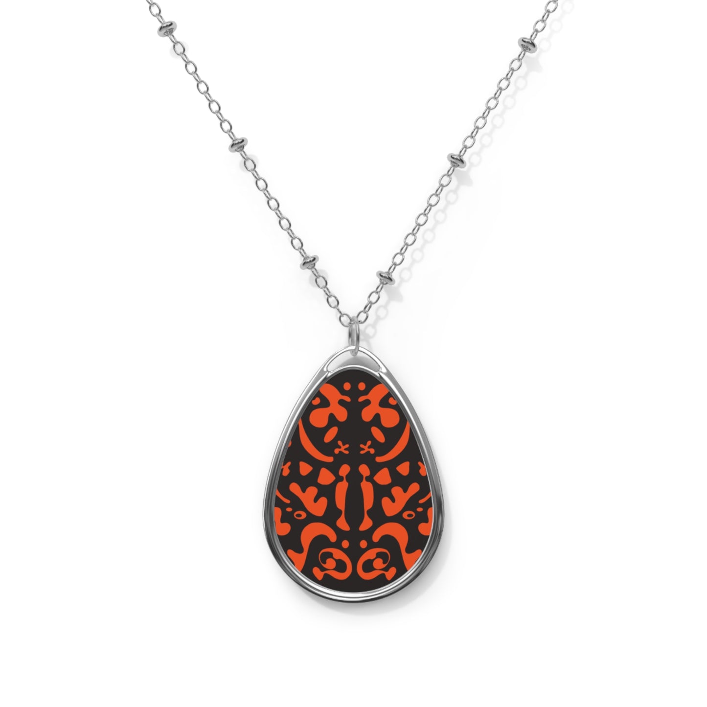 Mirror Work Color Oval Necklace - Black Magic Woman