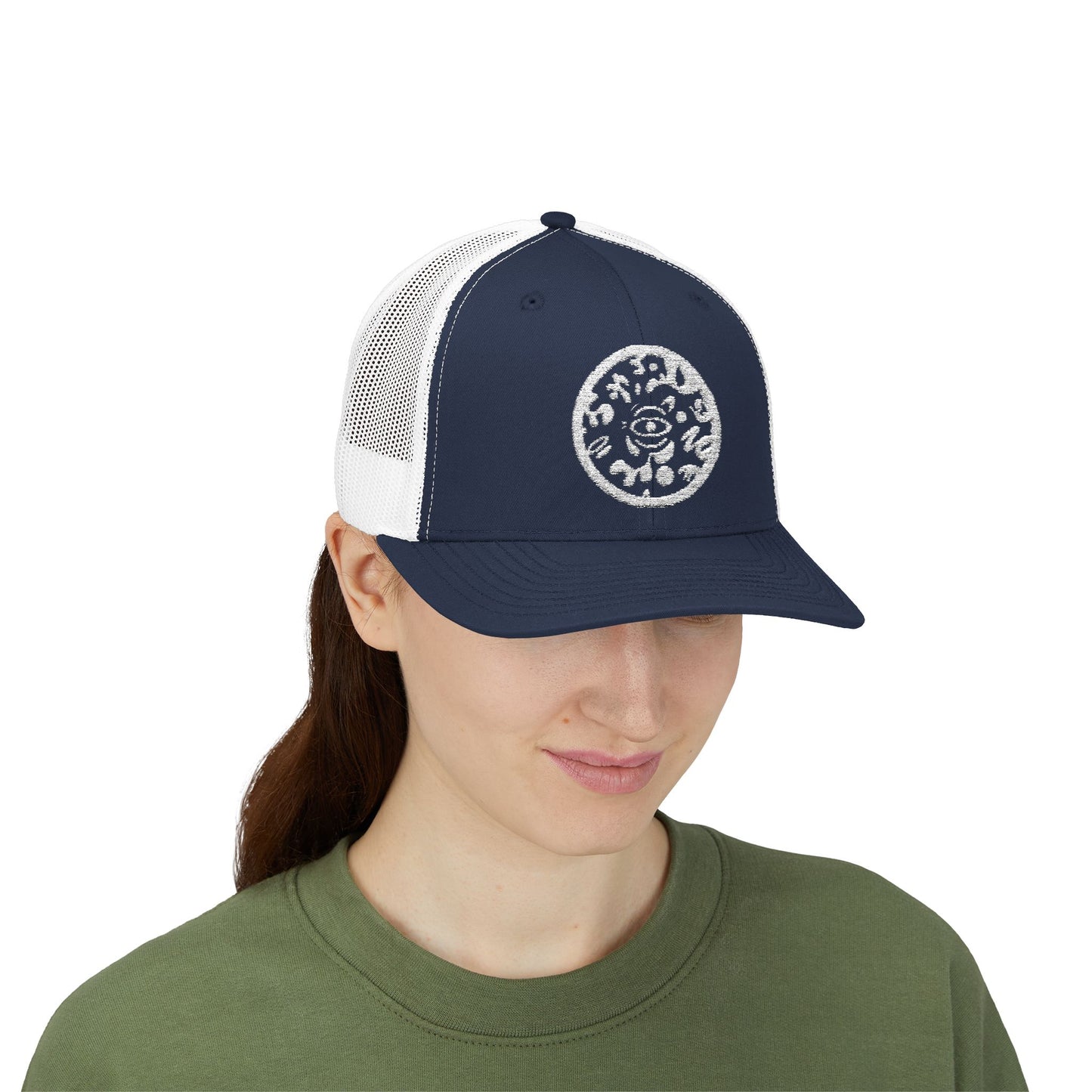 Adorn'd Logo Embroidered Retro Trucker Hat - Starlight White
