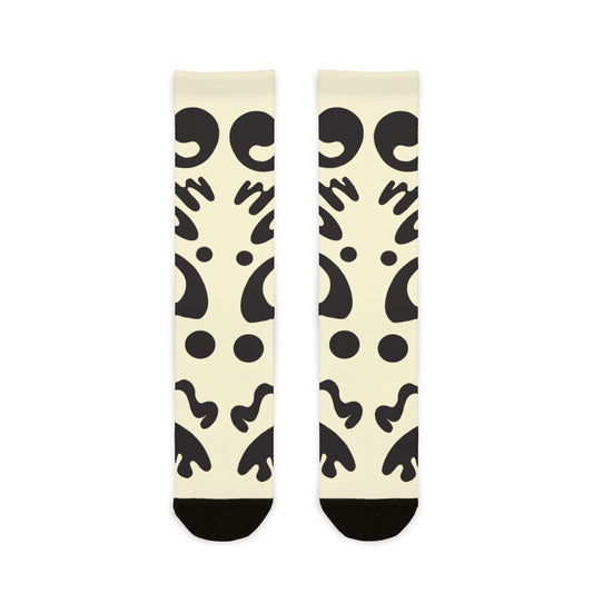 Mirror Work Color Crew Socks - Blank Page White