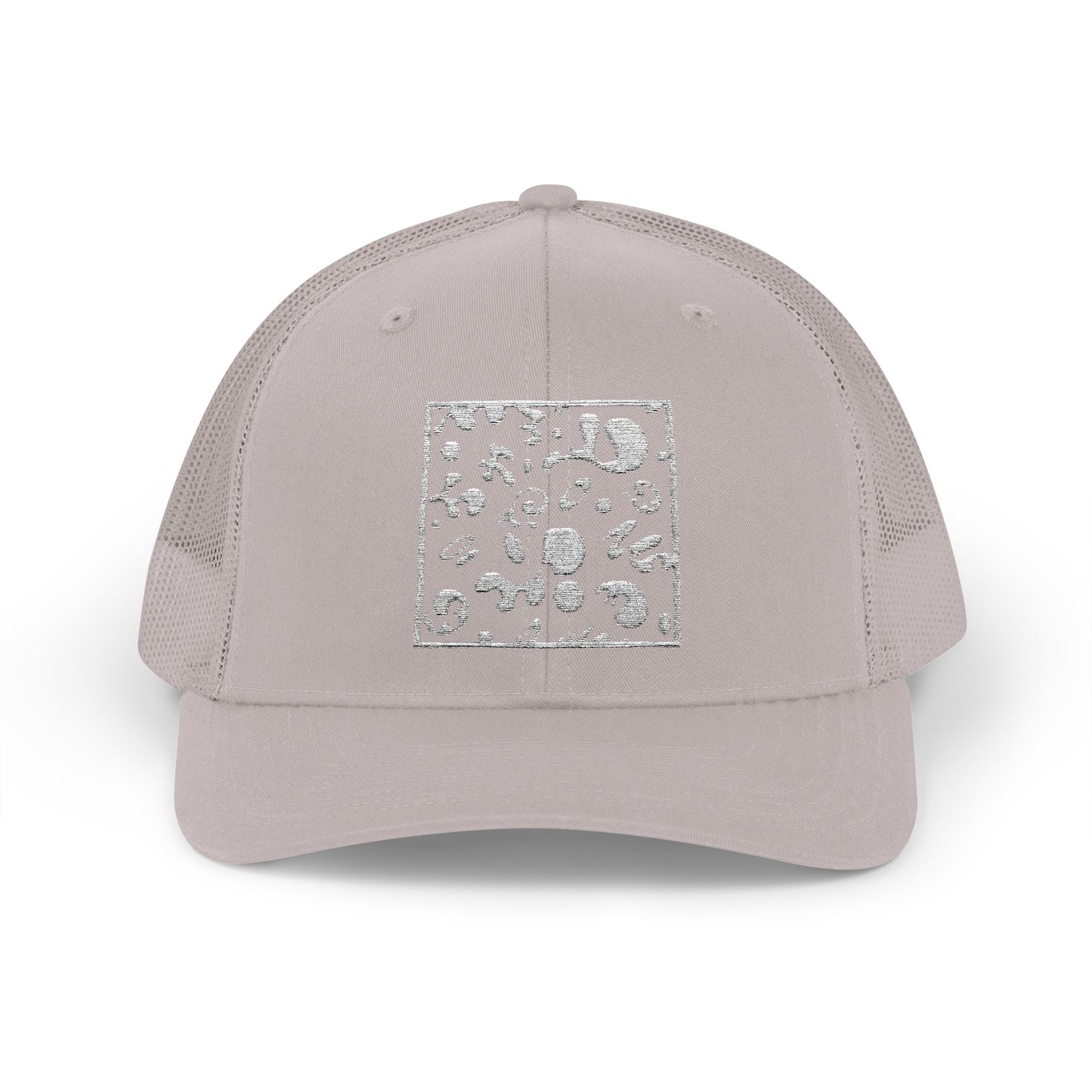 Adorn'd Square Embroidered Retro Trucker Hat - Starlight White