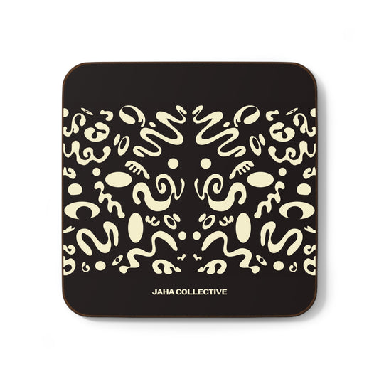 Mirror Work Hardboard Coaster - Smoke Signal Black