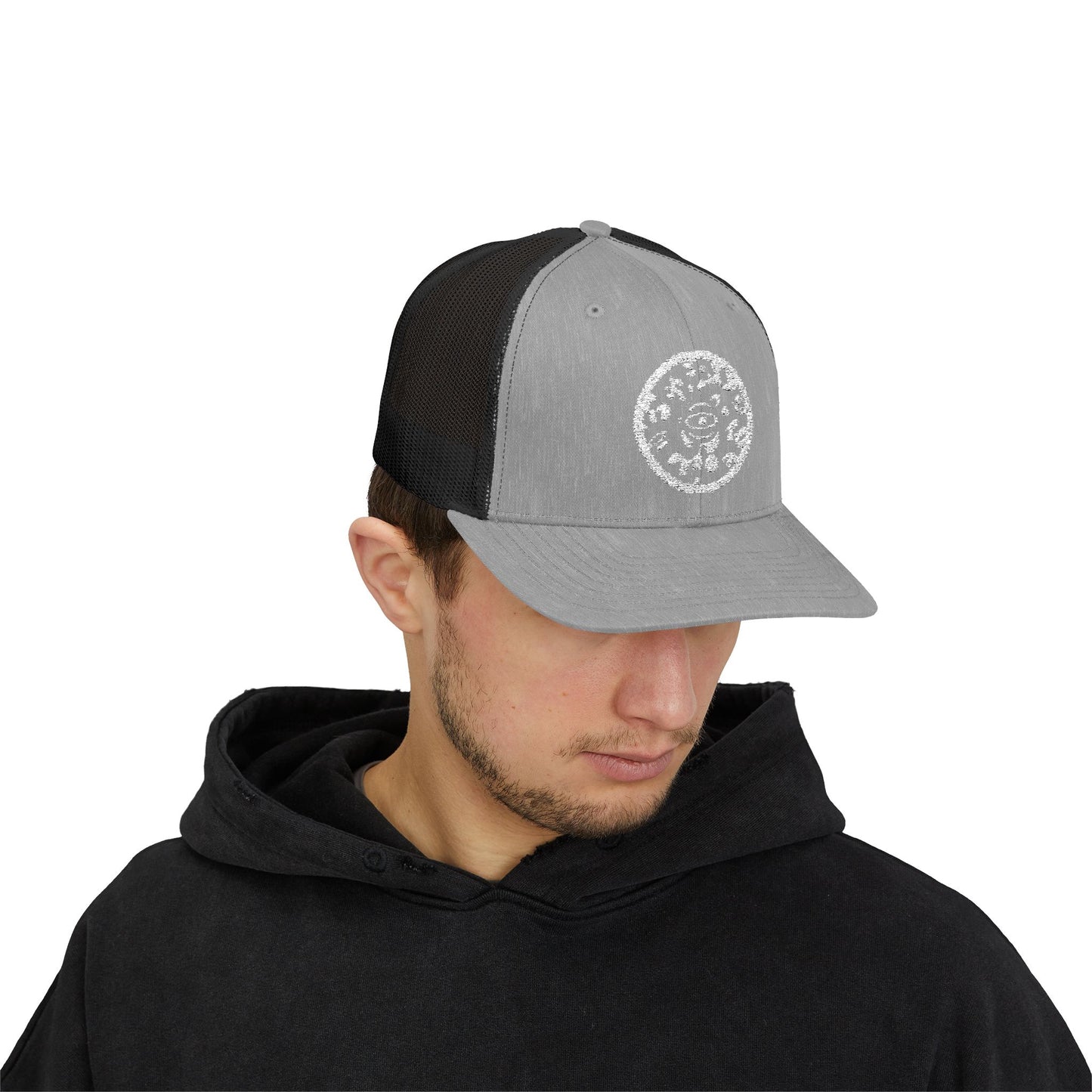 Adorn'd Logo Embroidered Retro Trucker Hat - Starlight White