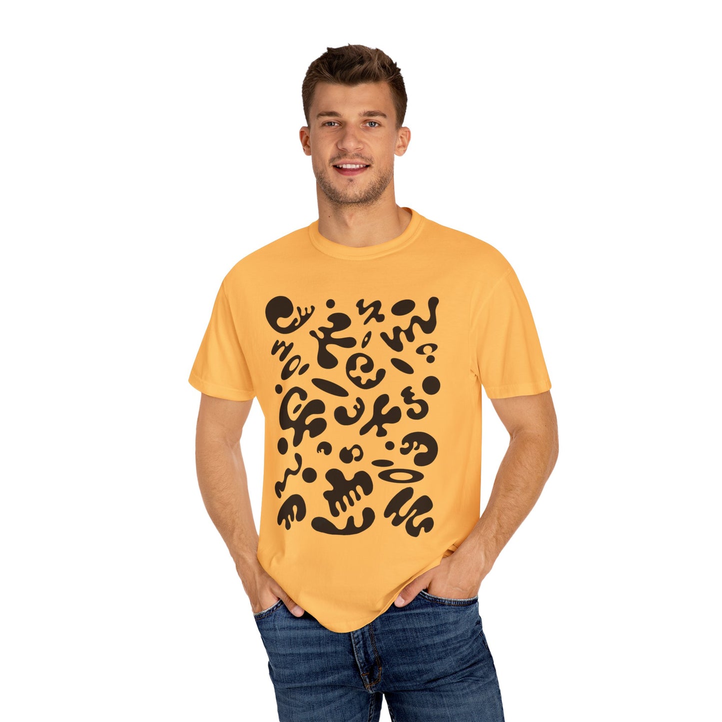 Pure Imagination Unisex Garment-Dyed T-Shirt (Warm Neutrals) - Smoke Signal Black Print