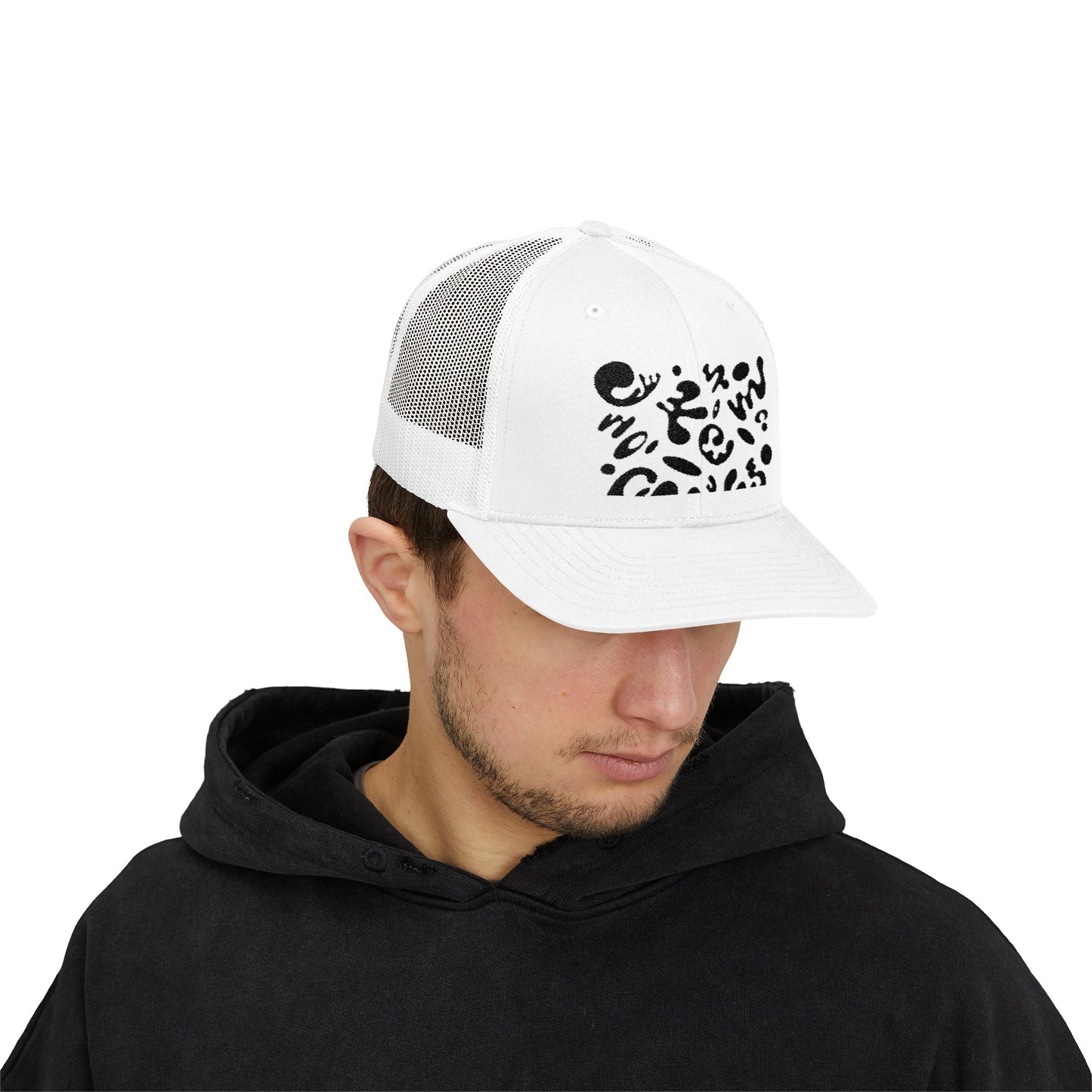 Pure Imagination Embroidered Retro Trucker Hat - Smoke Signal Black