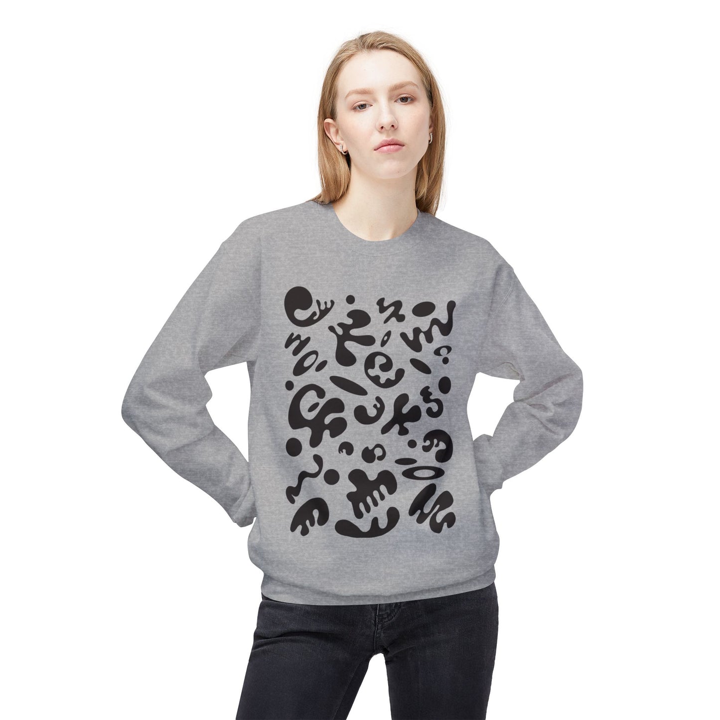 Pure Imagination Unisex Midweight Softstyle Fleece Crewneck Sweatshirt - Smoke Signal Black Print