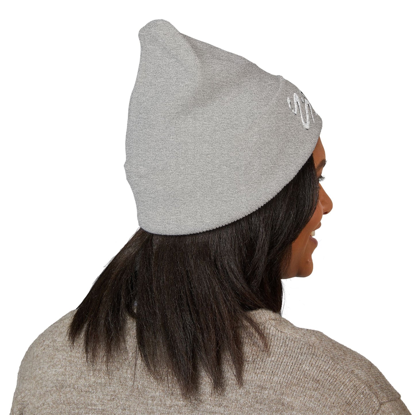 Pure Imagination Embroidered Classic Cuffed Beanie - Starlight White
