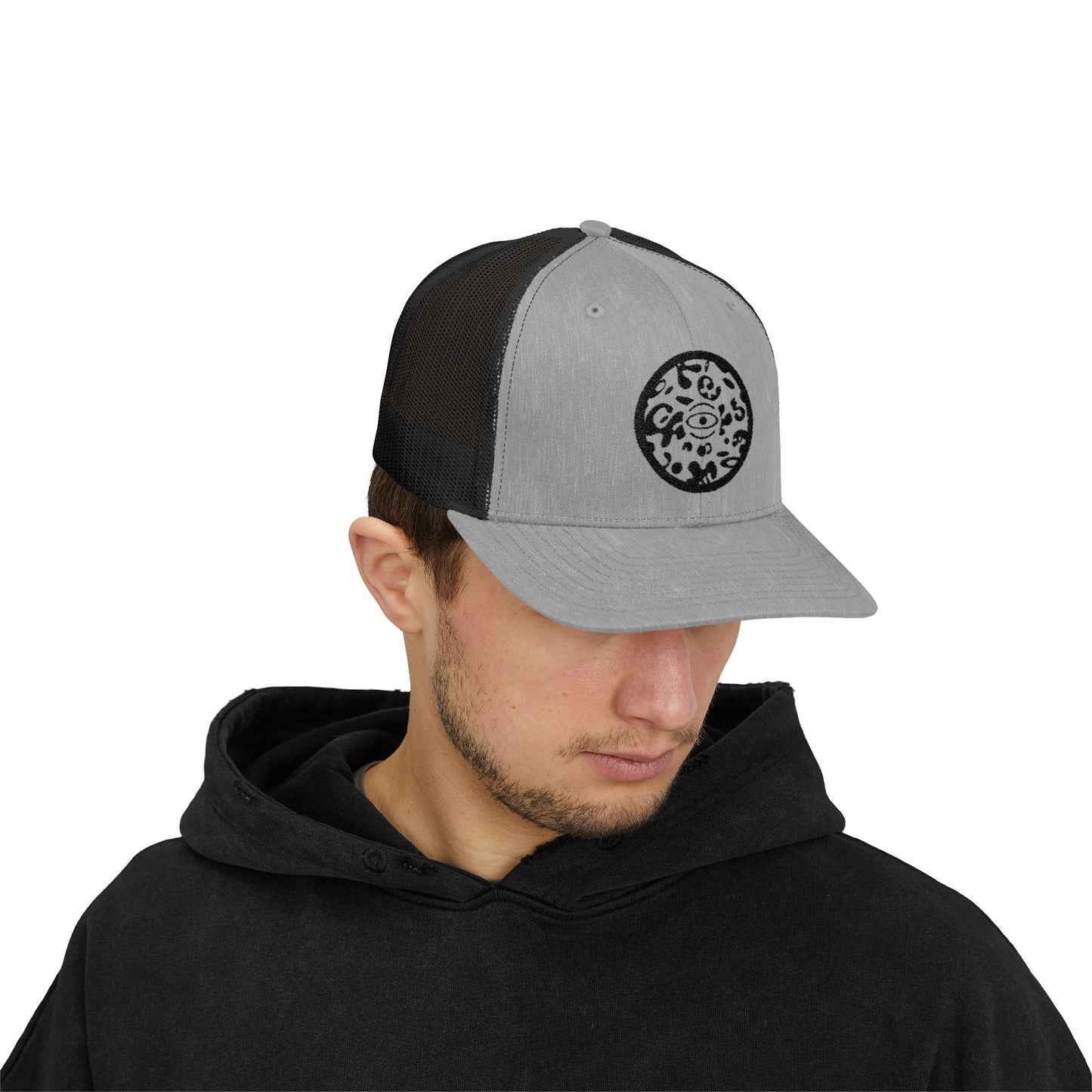 Adorn'd Logo Embroidered Retro Trucker Hat - Smoke Signal Black