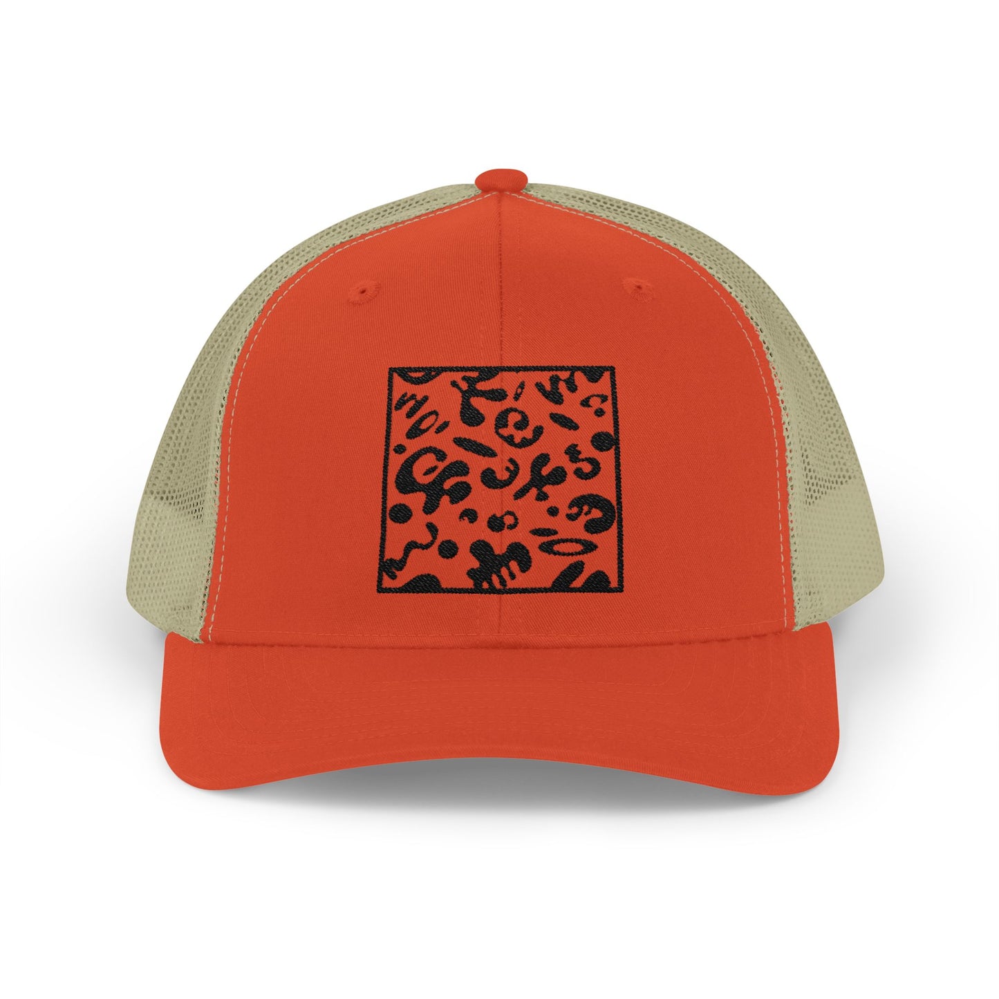 Adorn'd Square Embroidered Retro Trucker Hat - Smoke Signal Black