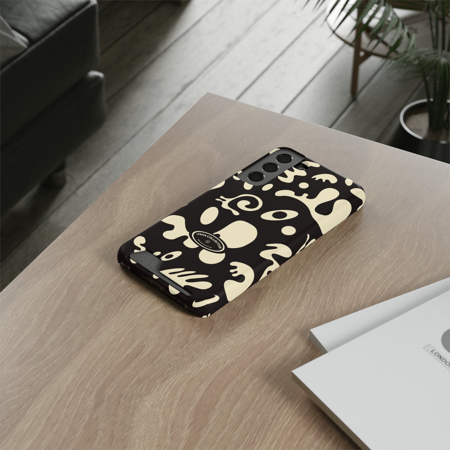Pure Imagination Phone Case w Card Holder - Smoke Signal Black